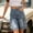 Light Blue, variant on WCJM Women's Distressed Denim Shorts High Waisted Straight Leg Bermuda Length Casual Jean Shorts with Flap Pockets Roll Hem