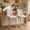 Beige, variant on Velvet Barstools Set of 2, Modern Counter Height Stools with Button Back & Rivet Trim, Chromed Metal Base, Upholstered Kitchen Island Chairs with Wingback Design, Light Blue