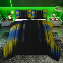 jejeloiu Abstract Geometric Striped Twin Comforter Sets,Yellow Black Bedding Set For Men Women Reversible 2pcs