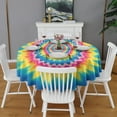 thumbnail image 2 of Colorful Tie Dye Spiral Mandala Pattern Round Tablecloth 60"x60",Wrinkle Wipeable Table Cloth for Kitchen Dining Room Picnic Patio Party, 2 of 6