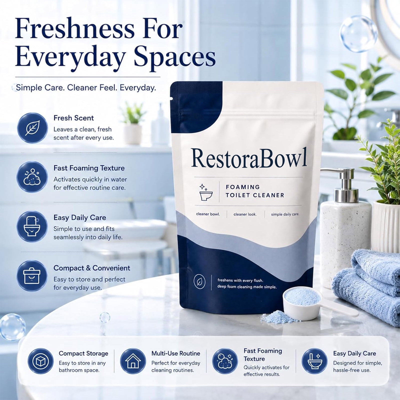 Restorabowl Toilet Cleaner,Restorabowl Foaming Toilet Cleaner For Deep Cleaning & Stain Remover, No Scrubbing Restorabowl Toilet Bowl Cleaner,Splash-Free Restoreabowl Toilet Bowl Cleaner,Powerful