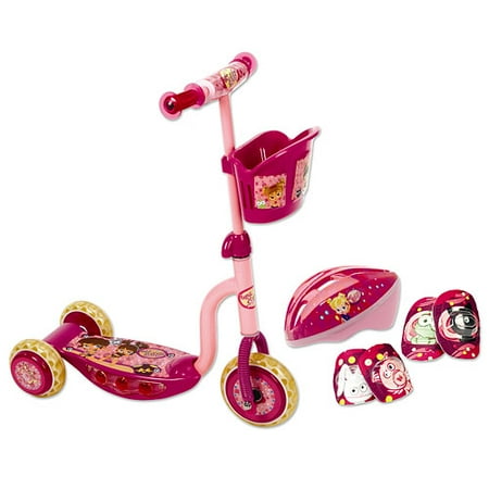 BRATZ Babyz So Spunky 3-Wheel Push Scooter and Protective Gear, Helmet and Knee Pads