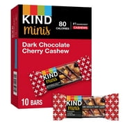 KIND Minis Gluten Free Dark Ready to Eat Chocolate Cherry Cashew Snack Bars, 0.7 oz, 10 Count Box