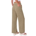 thumbnail image 5 of Diufon Womens Linen Pants Summer Drawstring High Waisted Palazzo Pants with Pockets Casual Wide Leg Trouser, 5 of 11