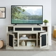 thumbnail image 2 of Modern Farmhouse TV Stand, Embossed Pattern TV Stand with 2 Storage Cabinets for Televisions up to 65+ Inch, Entertainment Center Console Table for Living Room & Bedroom, 2 of 9