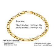 ChainsHouse 14k Gold Plated Figaro Link Bracelets for Women Men 6mm Hypoallergenic Jewelry Gift, 7.5inch
