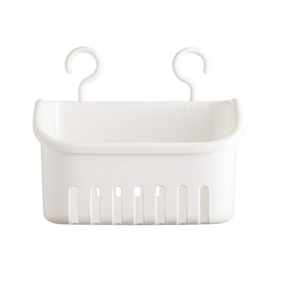 White Portable Hanging Storage Basket Organizer for Bathroom and Baby Essentials 21.5X12.5CM Compact Space Saver