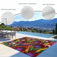 thumbnail image 3 of Abstract Flowers Outdoor Rug for Patio/Deck/Porch, Non-Slip Large Area Rug 5 x 8 Ft, Spring Botanical Floral Leaf Plant Red Indoor Outdoor Rugs Washable Area Rugs, Camping Rug Carpet Runner, 3 of 8