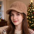 thumbnail image 3 of VONCOS Women Cable Knit Baseball Cap for Women Thick Warm Fall Winter Knitted Hat with Adjustable Strap for Daily Outdoor Use, 3 of 4