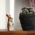 thumbnail image 2 of Wooden Rabbit Statue Bontique Wood Curving Rabbit Statue Handcrafted Gift Home Decor Figurine Office Decoration, 2 of 5