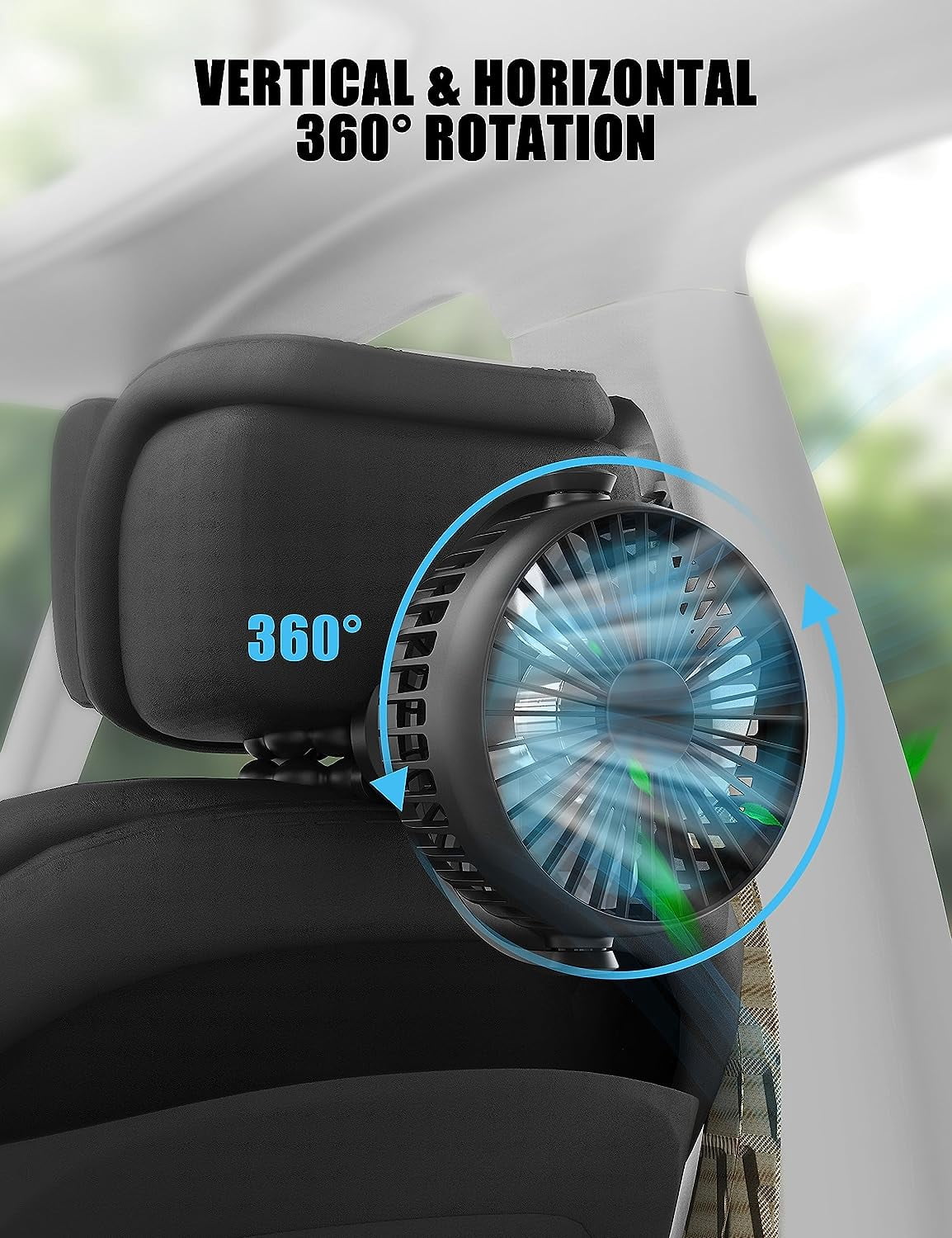 Cincofelia 3-Speed Portable Rechargeable Clip-On Fan