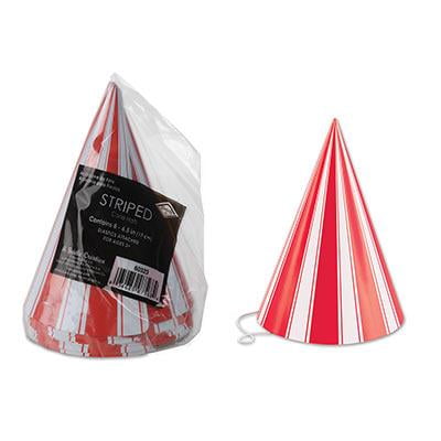 (Pack of 12) Beistle Pkgd Striped Cone Hats