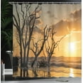 thumbnail image 4 of Ambesonne Driftwood Print Shower Curtain, Sunrise Beach Trees, 69"Wx84"L, Orange, 4 of 5