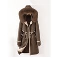 thumbnail image 2 of Three Wears-Parka de piel de longitud media para mujer, forro interior desmontable, Abrigo acolchado de algodón, ropa de abrigo de talla grande 3XL, 2 of 5