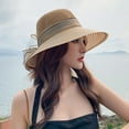 thumbnail image 5 of D-GROEE Women Straw Hat Beach Sun Cap Flower Decor Lady Braided for Travel Decoration Summer Vacation Soft Lightweight and Breathable, 5 of 8
