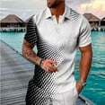 thumbnail image 2 of VERUGU Mens T-Shirts Summer Outfits Fashion Print Tops Casual Short Sleeve Buttons Turndown Collar Blouse Shirt White M, 2 of 5