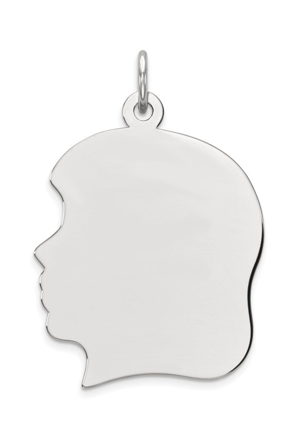 Sterling Silver Rhod-Plate Eng. Girl Polished Front/Satin Back Disc Charm (31 X 20) Made In United States qm522/18