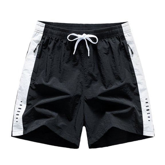 Satingcolo Men's Fashion Athletic Color Block Shorts, Loose Elastic Waist Casual Summer Beach Shorts with Pockets