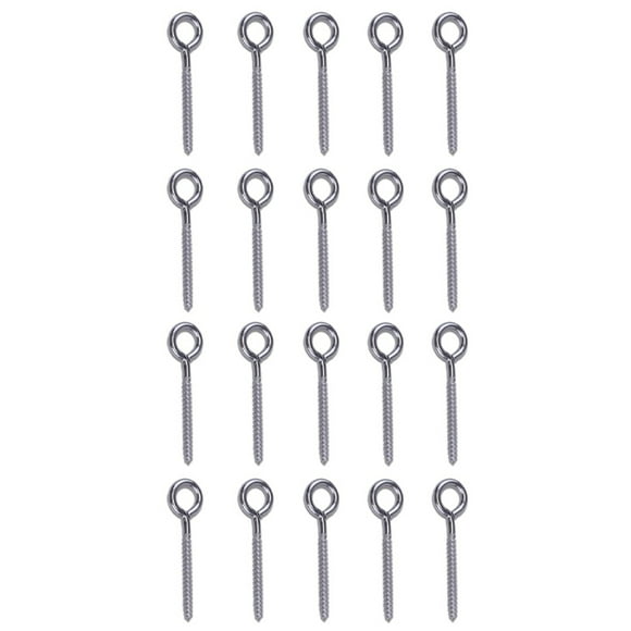 20 Pack Stainless Steel Eye Shape Screws Metal Hook Wood Terminal Ring Eyelet Hooks Self Tapping Screws M6