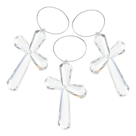 HEMOTON Elegant Clear Acrylic Cross Hanging Ornaments for Easter Decor Lightweight and Durable 3 Pieces