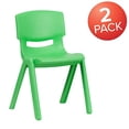 thumbnail image 3 of Flash Furniture 2 Pack Green Plastic Stackable School Chair with 13.25" Seat Height, 3 of 5