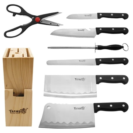 Trendbox Multipurpose Use Stainless Steel Professional Kitchen Knife Set with Scissors Wooden Block For Home Kitchen Restaurant (The Best Cooking Blogs)