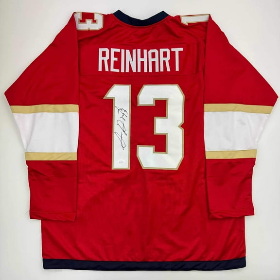 Autographed/Signed Sam Reinhart Florida Red Hockey Jersey JSA COA