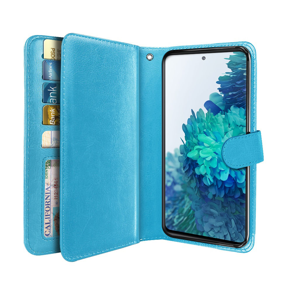 WIRESTER ID Card Slots Snap Button Strap Double Flap Wallet Case for Samsung Galaxy S20 FE 6.5" 2020 (NOT FIT Samsung Galaxy S20 6.2" 2020/Galaxy S20+ Plus 6.7" 2020/S20 Ultra 6.9" 2020), New Teal - image 3 of 7