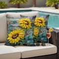 thumbnail image 2 of Outdoor Pillow Cover Sunflower Watercolor Set of 2 Waterproof Throw Pillowcases Rustic Floral Wood Grain Decorative Patio Furniture Pillows for Couch Garden Indoor & Outdoor Use, 2 of 9
