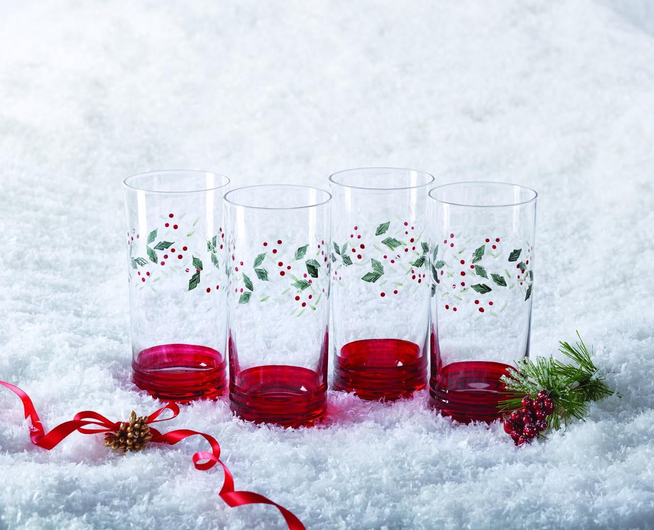 Pfaltzgraff Winterberry 20 oz Handpainted Cooler Glass, Set of 4