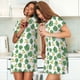 thumbnail image 4 of Fotbe Frogs And Tropical Leaves Bata de Dormir para Mujer con Estampado, Camisón de Algodón de Manga Corta, Ropa de Dormir Casual, 4 of 6
