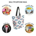 thumbnail image 7 of FORMRS Womens Canvas Tote Bag with Zipper Inner Pocket Shoulder Handbag, Navy Blossom Mosaic, 7 of 7