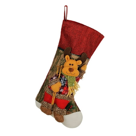 

Veki Santa Snowman Deer Gift Bag Decorative Fabric Christmas Socks Pendant Beads on A String Toddlers