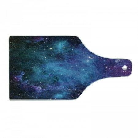 

Outer Space Cutting Board Galaxy Stars in Space Celestial Astronomic Planets in the Universe Milky Way Tempered Glass Cutting and Serving Board Wine Bottle Shape Navy Purple by Ambesonne