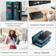 thumbnail image 6 of For Samsung Galaxy A53 5G Wallet Case,Multi-Functional Retro Leather Purse Flip Cover Zipper Wallet Case with Removable Card Slots Pocket & Detachable Wrist Strap Magnetic Phone Case, Green, 6 of 9
