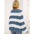 thumbnail image 4 of WIPONKEN Oversized Sweaters Off the Shoulder Sweaters Knit Sweaters for Women Blue Striped Sweaters Women's Pullover Sweaters Crew Neck Sweaters Tops, 4 of 5