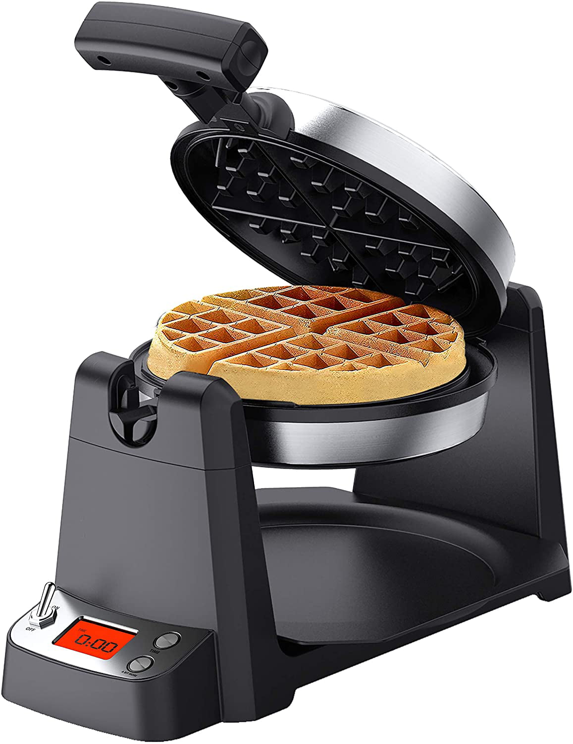 VBENLEM Commercial Round Waffle Maker Nonstick Electric Waffle Maker Machine Stainless Steel 110V Temperature and Time Control Belgian Waffle Maker Suitable for Restaurant Bakeries Snack Bar Family