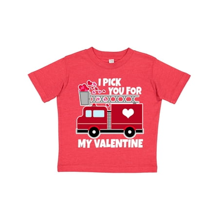

Inktastic I Pick You for My Valentine with Red Firetruck Gift Toddler Boy or Toddler Girl T-Shirt