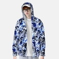 thumbnail image 4 of Goofa Blue Lightning2 Printed Women's UPF 50+ Sun Protection Hoodie Jacket Lightweight Long Sleeve Sun Shirt for Women with Pocket Hiking Outdoor-Medium, 4 of 9