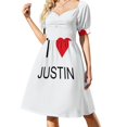 thumbnail image 2 of Amo a Justin - Vestidos de manga corta con corazón para mujer, vestidos largos, vestidos de mujer, vestidos de fiesta, 2 of 7