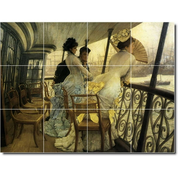 Ceramic Tile Mural-James Tissot Women Painting 126. 17" w x 12.75" h using (12) 4.25 x 4.25 ceramic tiles