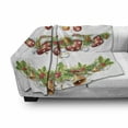 thumbnail image 3 of Christmas Soft Flannel Fleece Throw Blanket, Traditional Garland Designs with Flowers Socks and Bells Mistletoe Candy, Cozy Plush for Indoor and Outdoor Use, 50" x 60", Orange Red Green, by Ambesonne, 3 of 6
