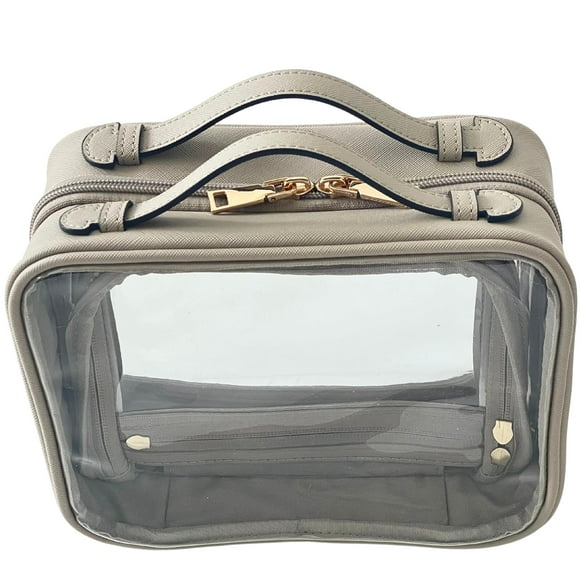 Estuche de maquillaje JAZD, transparente, organizador de viaje, gris