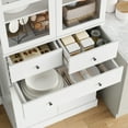 thumbnail image 6 of Homfa 71'' Kitchen Pantry with 5-Tier Shelves & 3 Drawers, Floor Cabinet Storage Cupboard With Display Glass Doors for Dining Room, White, 6 of 6