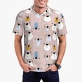 thumbnail image 2 of Balery Cute Hand Drawn Bear Printed Men’s Short Sleeve Polo Shirt, Midweight Men's Shirt,Golf Polo shirts -Small, 2 of 8