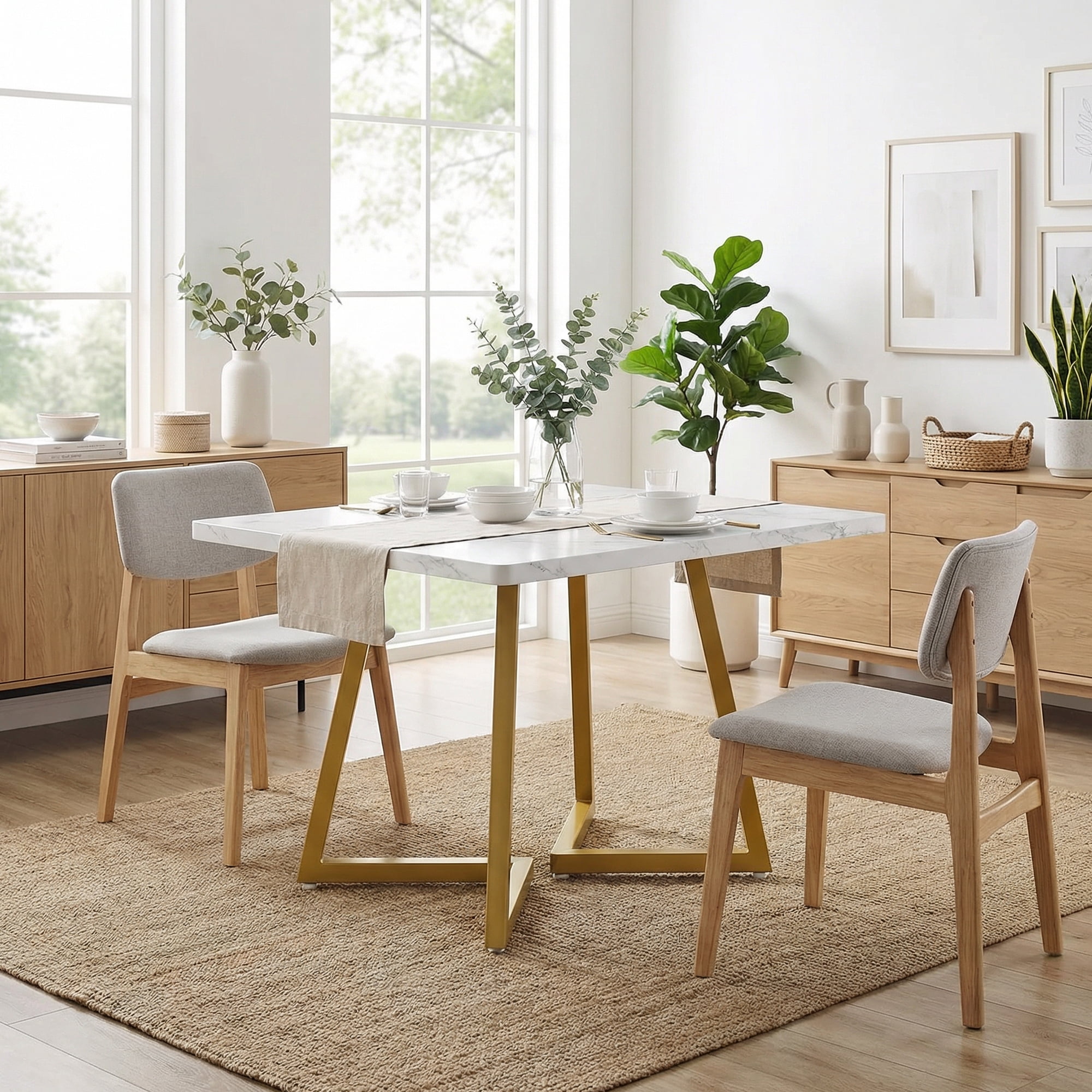 31.5 Inch Square Dining Table, Industrial Style Small Kitchen Table With Sturdy Metal Base, Space-Saving Dinner Table For 2-4 People, White & Gold Finish For Elegant Home Decor