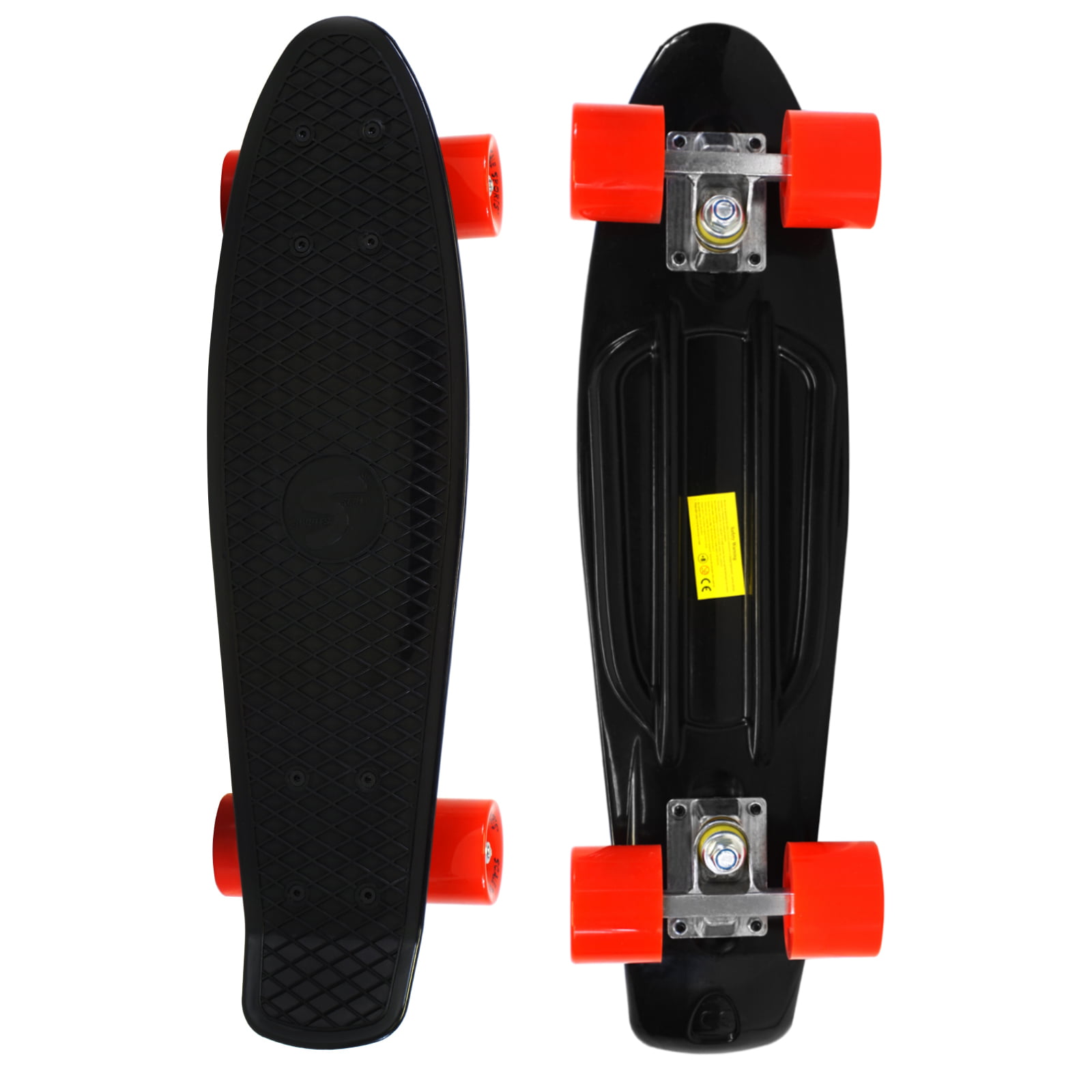 Complete 22 inch Skateboard Plastic Mini Retro Style Cruiser Black Red