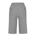 thumbnail image 4 of ZZwxWA Linen Shorts for Women Summer Elastic Waisted Side Hole Capris Loose Fit Shorts Comfy Beach Pants with Pockets, 4 of 5
