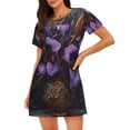 thumbnail image 1 of Disketp Ornate Purple Floral Vase para Camisón Corto de Manga Corta para Mujeres, Camisón Cómodo con Escote Redondo, Bonito y Confortable, 1 of 6