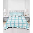 thumbnail image 2 of Quilts Queen Size Bedding Set, Blue Plaid Reversible Summer Quilt 3 Pieces, Farmhouse Buffalo Check Stripes Modern Geometric Lightweight Bedspreads Coverlets with 2 Pillow Shams for All Seasons, 2 of 5